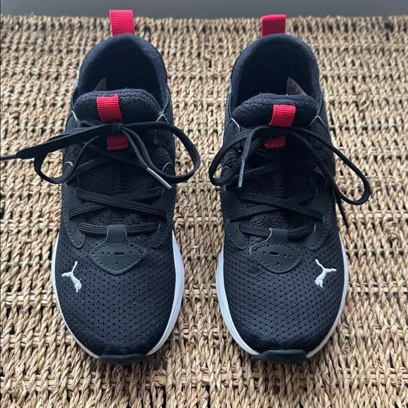 Kids Puma Black and Red Athletic Shoes - Picture 2 of 5